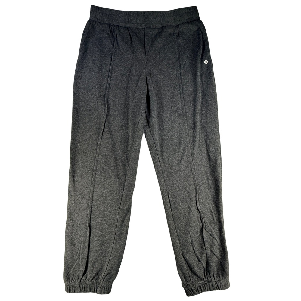 Kyodan Women Joggers Pintuck Elastic Waist Cuffs L Gray Heathered Knit Lounge
